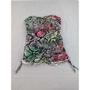 Fox Women's Multi Color Snake Skin Pattern Y2K Sleeveless Strapless Tank Small